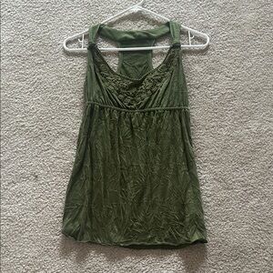 Belle Du Jour Green Lace Detail Tank Top